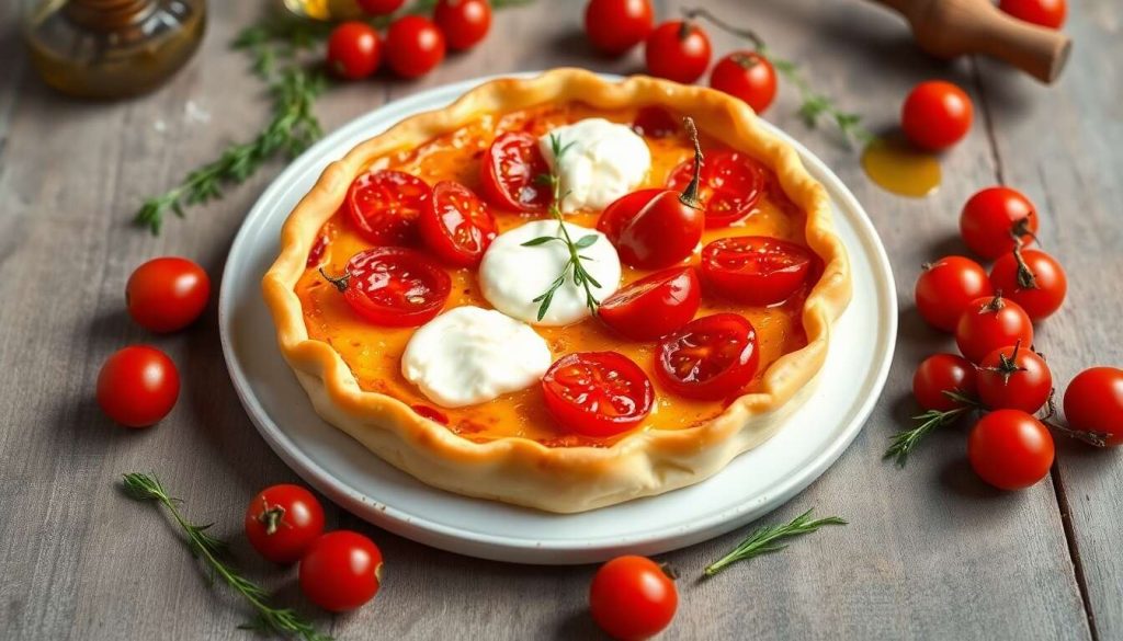 Tarte Tatin salée aux tomates cerises et chèvre frais