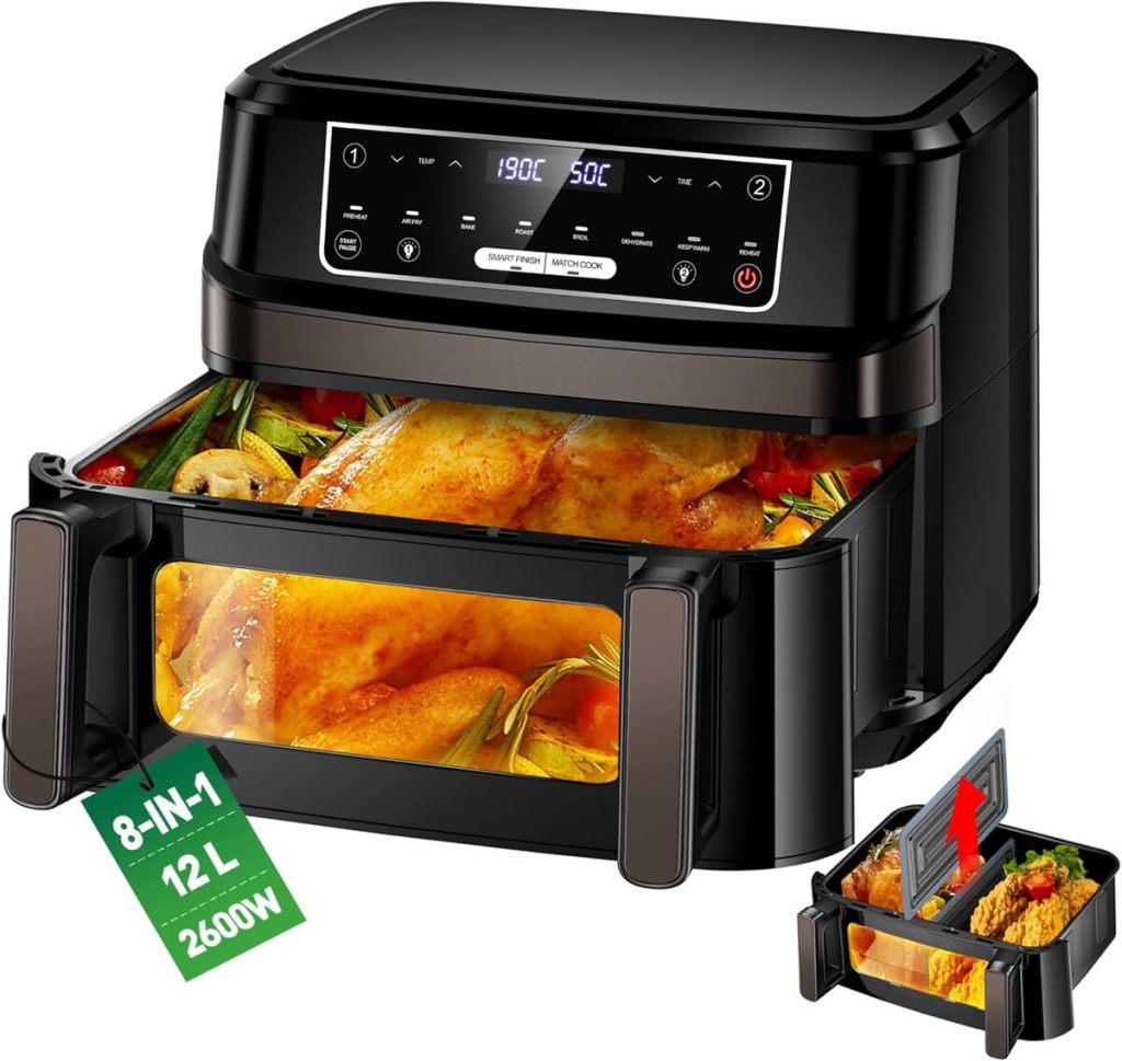 Test de la friteuse à air chaud double chambre 12L