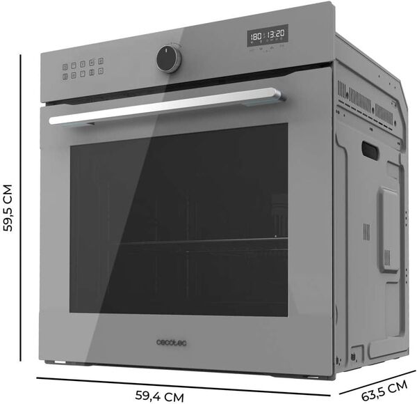 Cecotec Four Encastrable Multifonction 60 cm Bolero Hexa AF316000 Glass Grey A. 3400W, 81L, 11 Fonctions avec Airfryer Master, Pizza Master, Steam Asisst, Steam EasyClean, Cuisson 3D, Décongélation [Classe énergétique A]