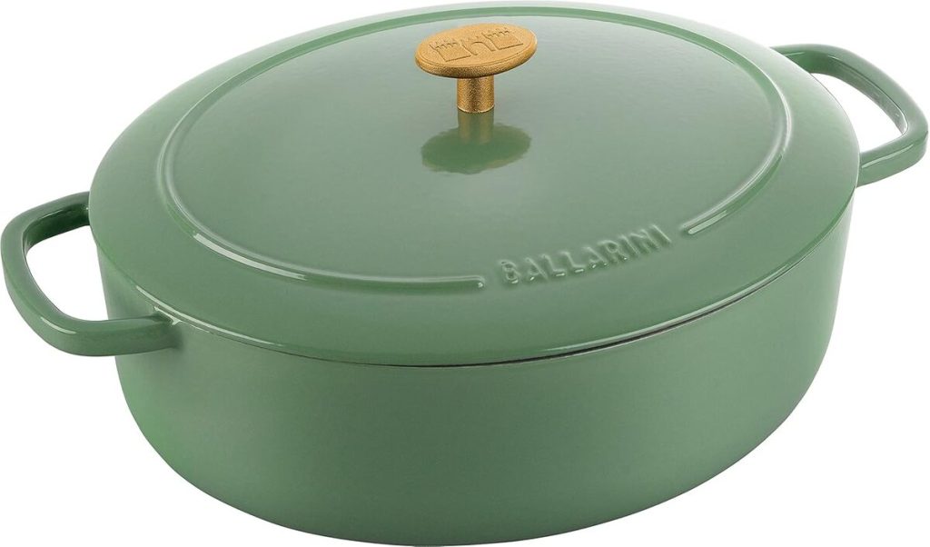 Test de la cocotte Ballarini Bellamonte 29 cm : performance en fonte ovale verte