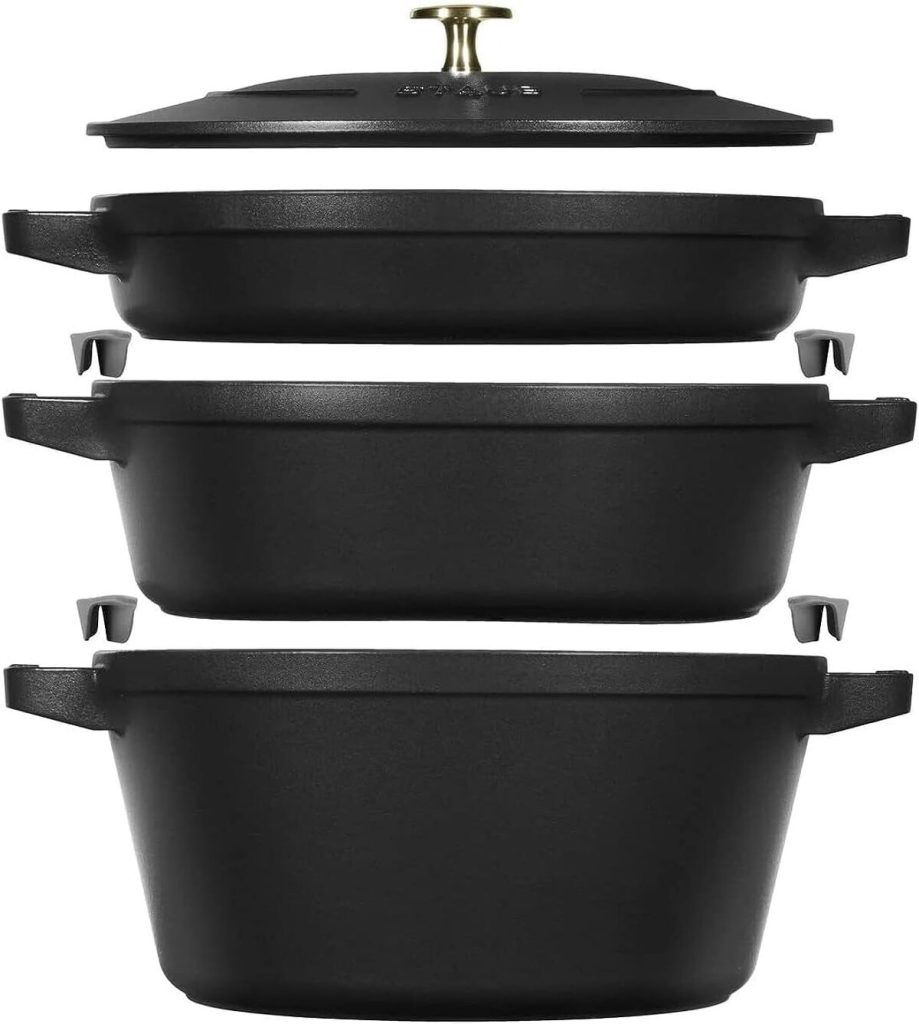 Test de la cocotte Staub : ensemble de 3 casseroles rondes en fonte noir