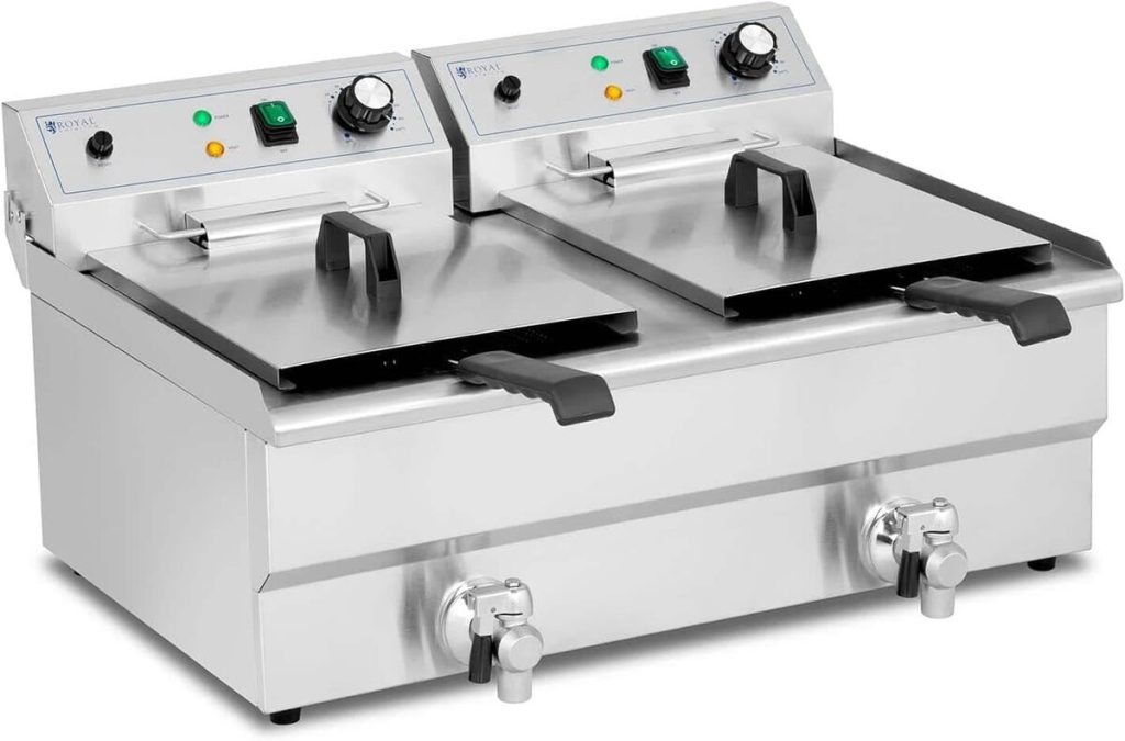Test de la friteuse électrique Royal Catering RCPSF 26ETH : performance double bac en inox