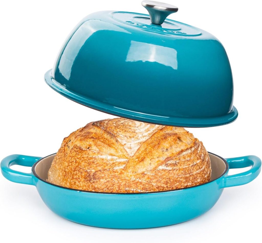 Test du faitout nuovva en fonte émaillée 6 quarts 22 cm bleu