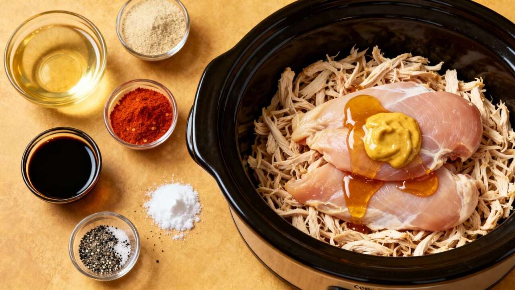 Poulet Effiloché au Miel et Moutarde à la Mijoteuse : recette Facile