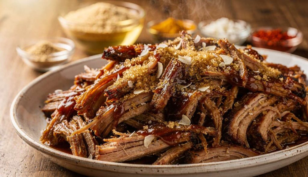 Effiloché de porc barbecue à la mijoteuse : recette facile et savoureuse