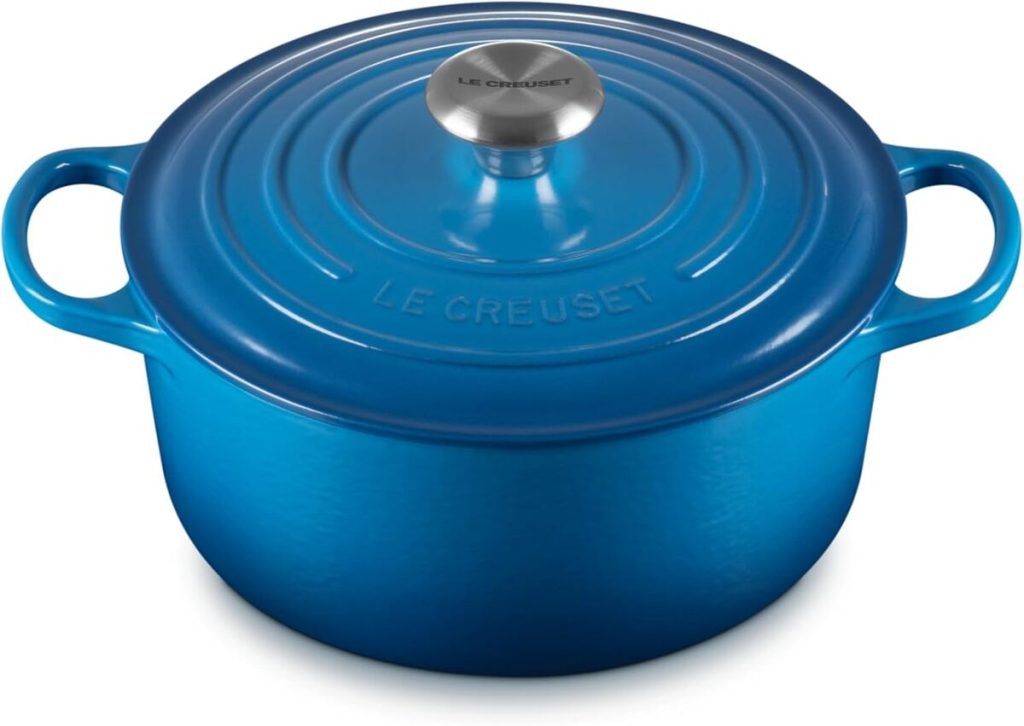 Test de la cocotte signature Le Creuset en fonte émaillée bleu marseille
