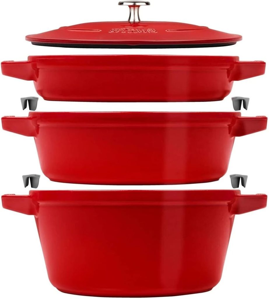 Test Staub : la cocotte set de 3 casseroles en fonte rouge