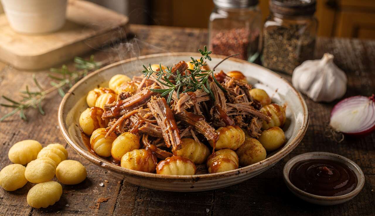 Gnocchis au porc effiloché : recette à la mijoteuse