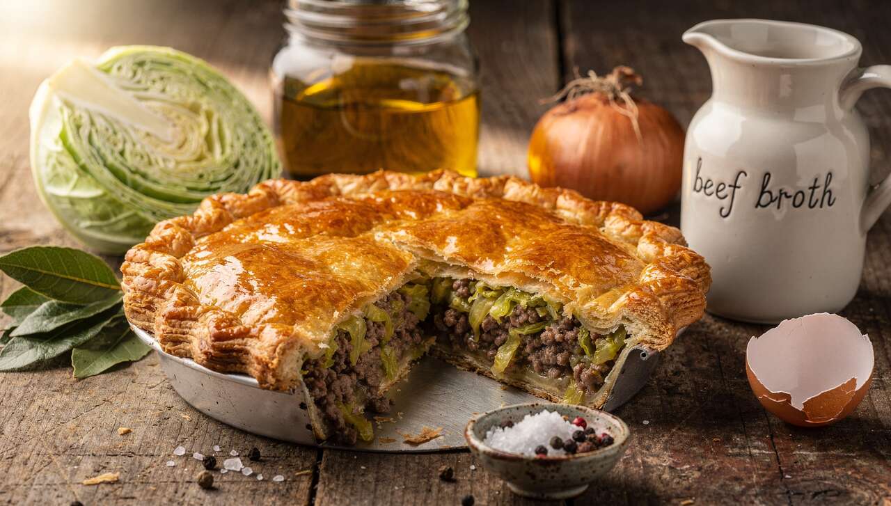 Recette de tarte à la viande de bœuf et chou vert