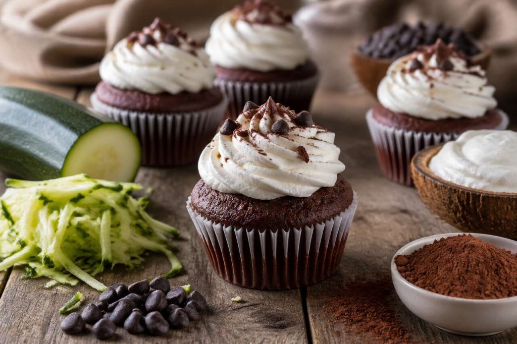 Cupcakes chocolat courgette chantilly coco d'Audrey