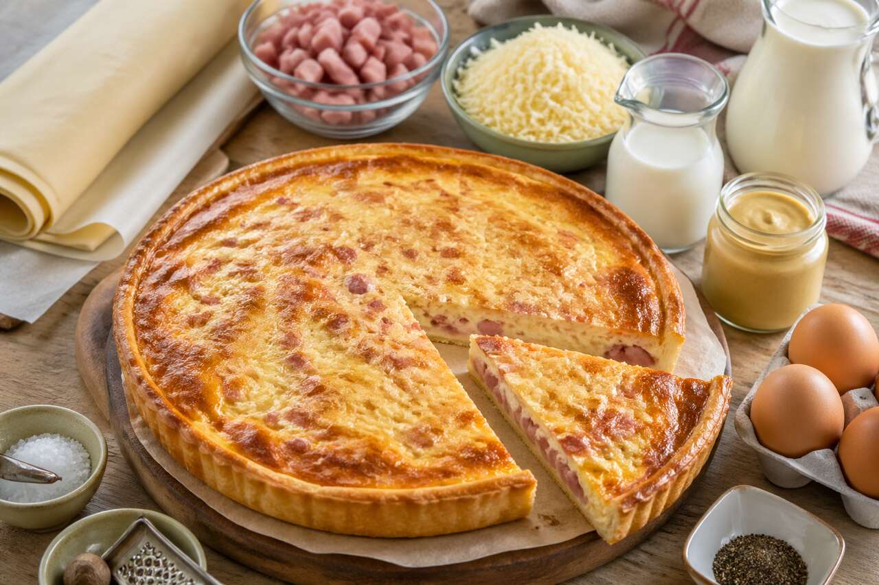 Recette facile : tarte au jambon et fromage