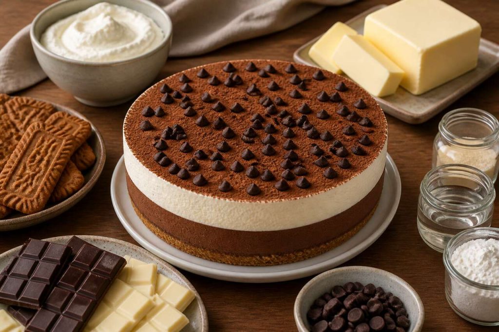 Gâteau mousses chocolat blanc et noir par Claudine