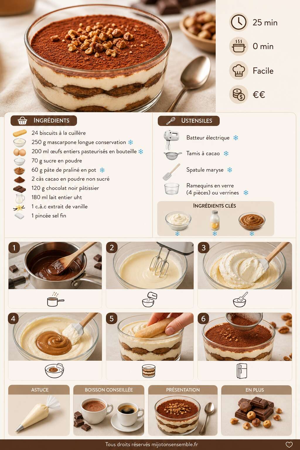 Fiche recette Tiramisu revisit&eacute; d'Isabelle : une recette d&eacute;licieuse