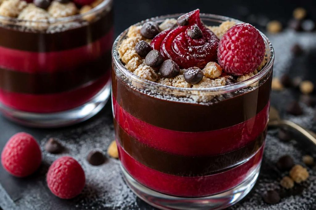 Verrine ganache framboise chocolat : recette gourmande