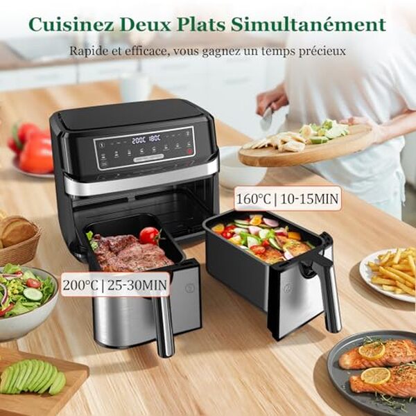 Découvrez notre test détaillé de la friteuse à air chaud double compartiment 9L : performance, polyvalence et résultats de cuisson comparés.