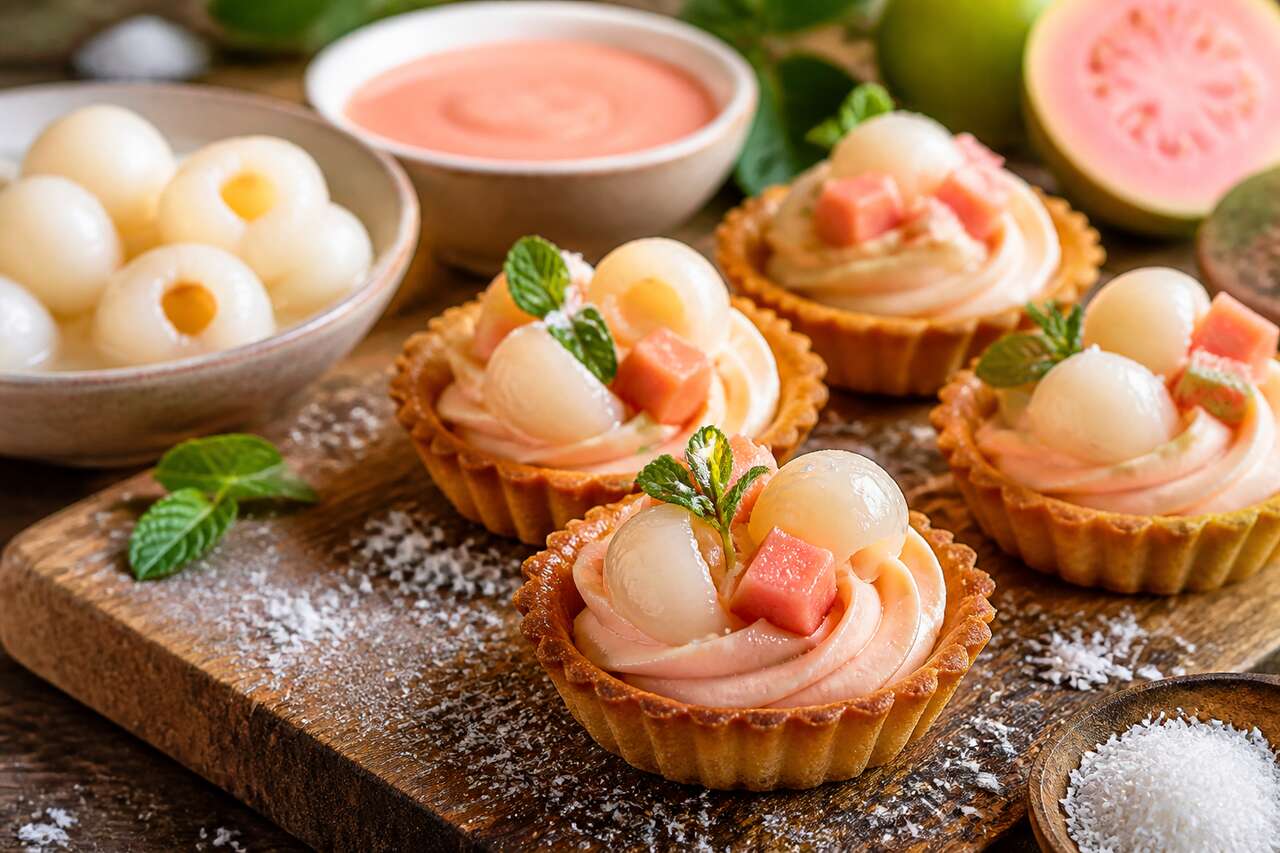 Recette : tartelettes aux litchis et crème de goyave