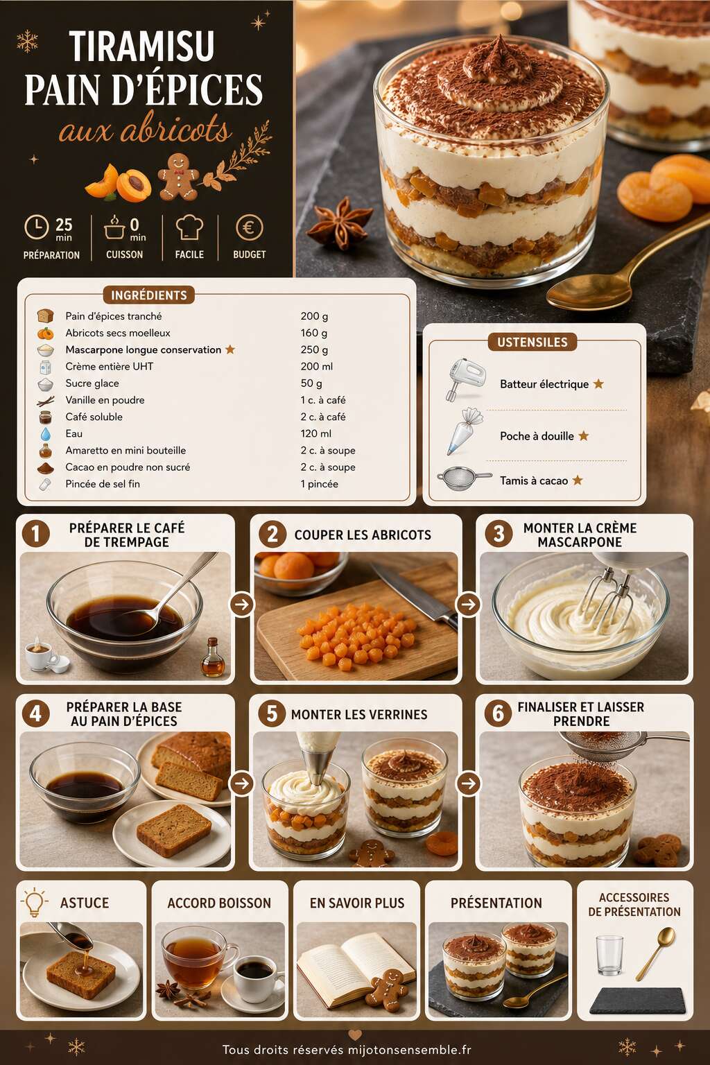 Fiche recette Recette tiramisu pain d’épices aux abricots Fiche recette Recette tiramisu pain d’épices aux abricots