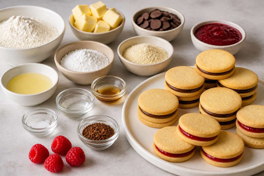 Sablés fourrés ganache café ou framboises : recette facile et gourmande