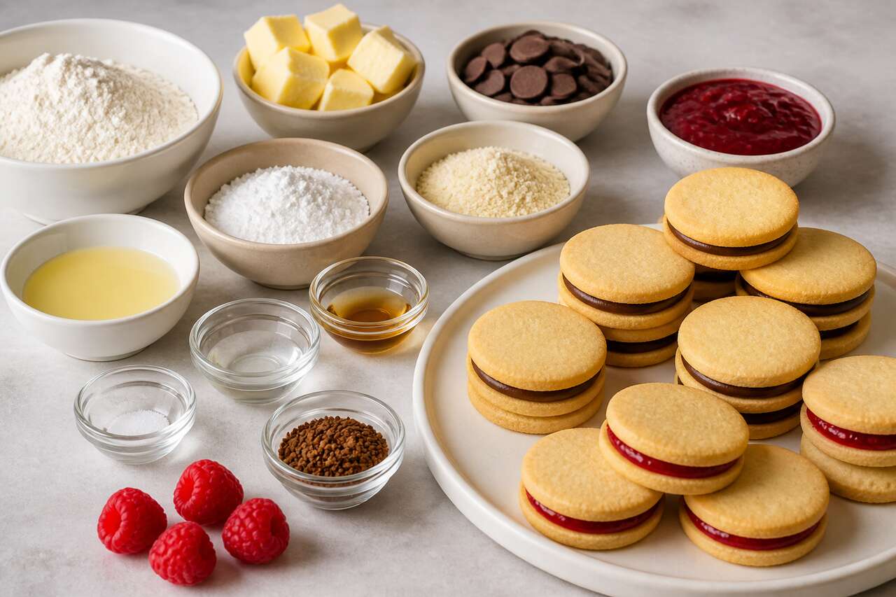 Sablés fourrés ganache café ou framboises : recette facile et gourmande