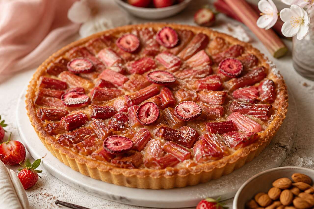 Recette de tarte fraise rhubarbe facile et gourmande