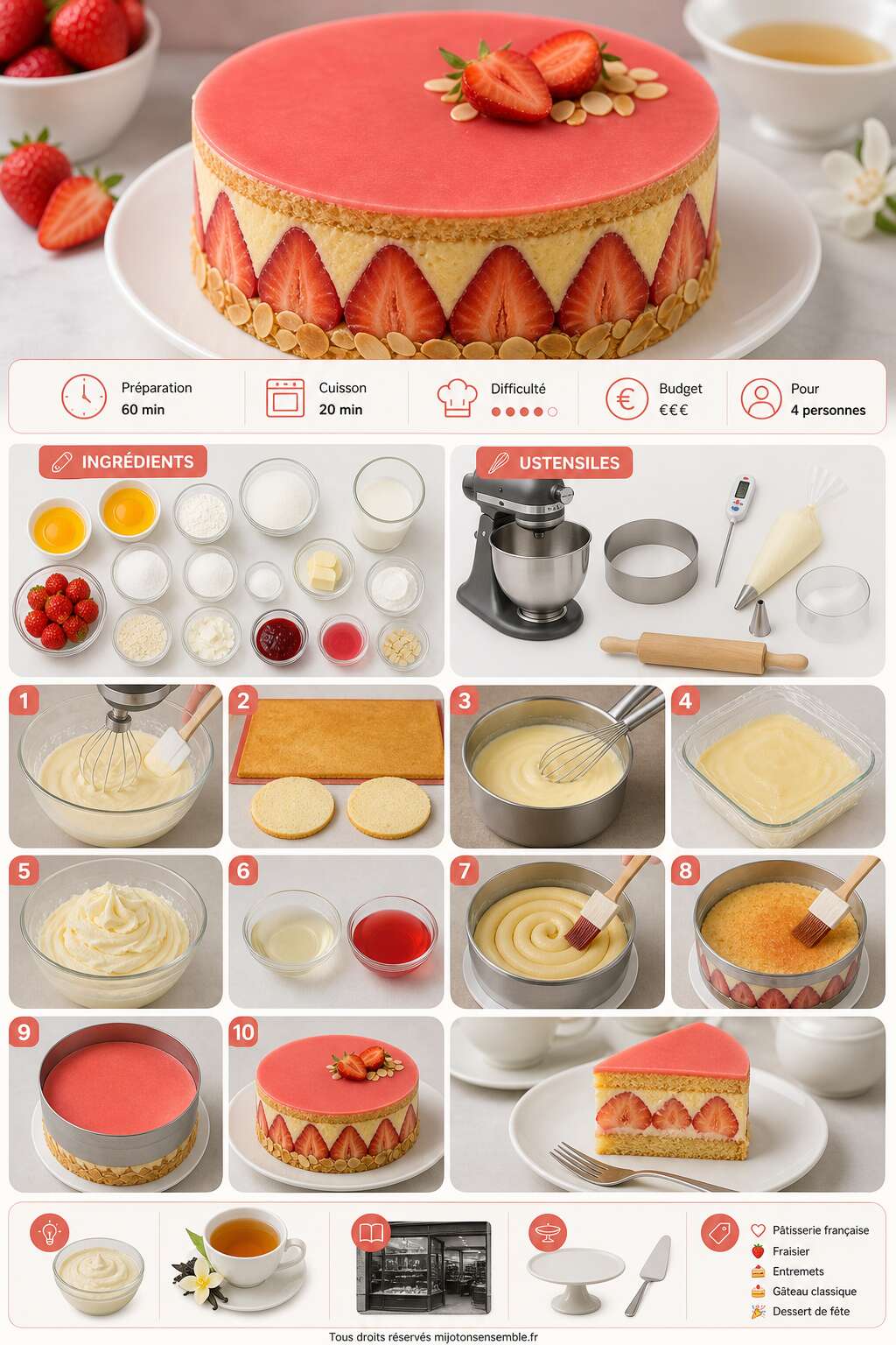 Fiche recette Recette du fraisier : le classique de la pâtisserie française Fiche recette Recette du fraisier : le classique de la pâtisserie française