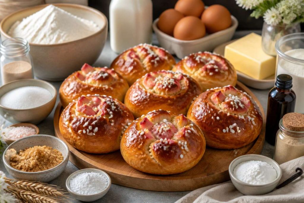 Recette de brioches à la vanille et à la rhubarbe