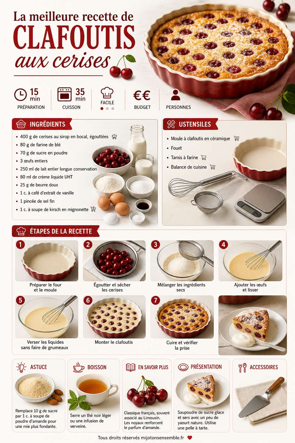 Fiche recette La meilleure recette de clafoutis aux cerises