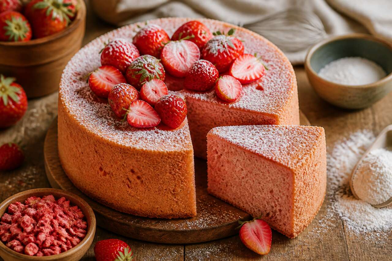 Recette du chiffon cake aux fraises ultra moelleux