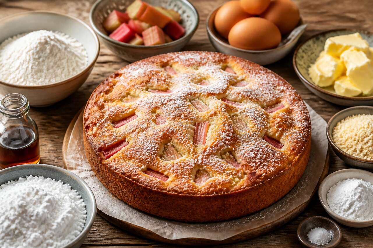 Recette du moelleux à la rhubarbe fondant et facile