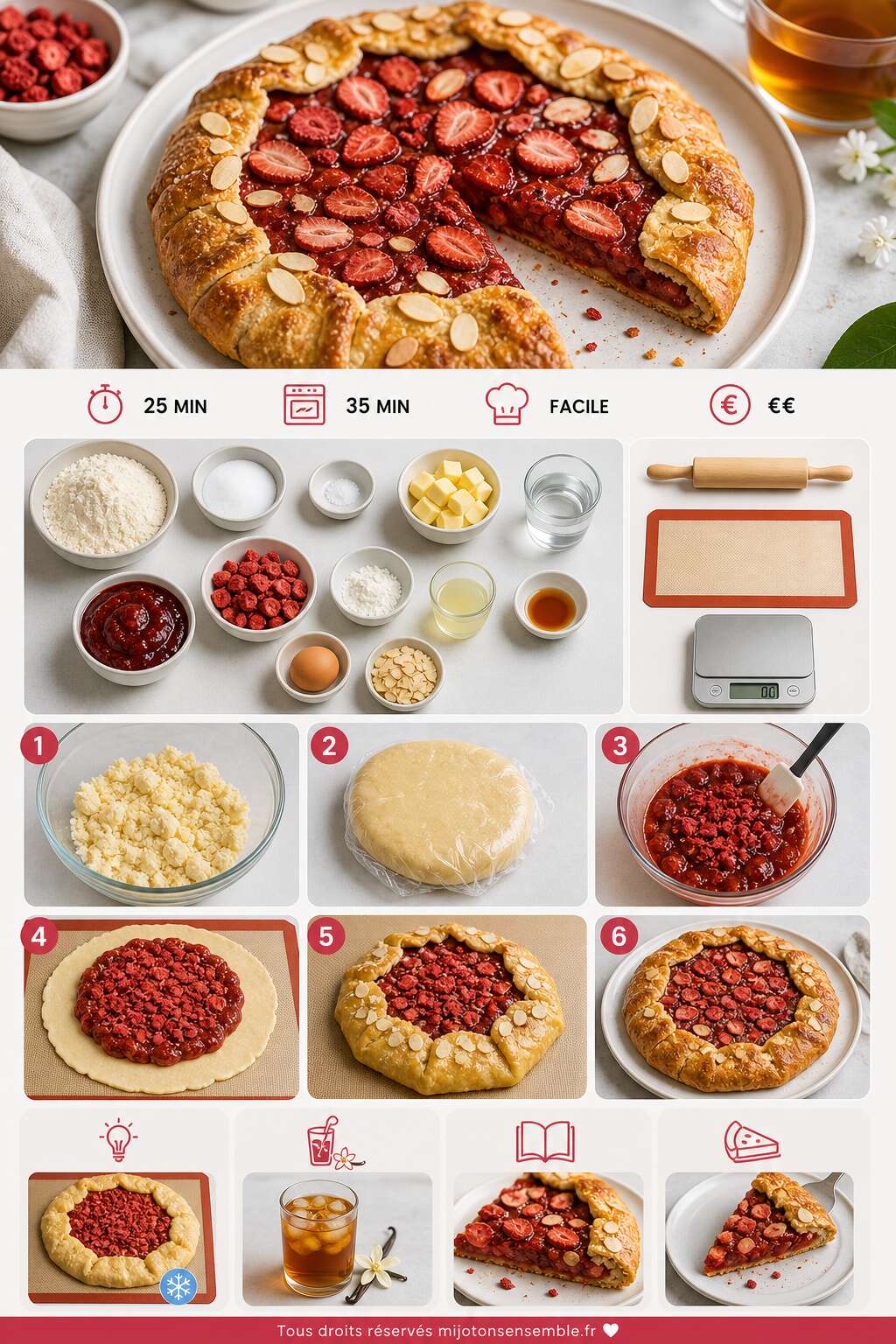 Fiche recette Recette de tarte rustique aux fraises
