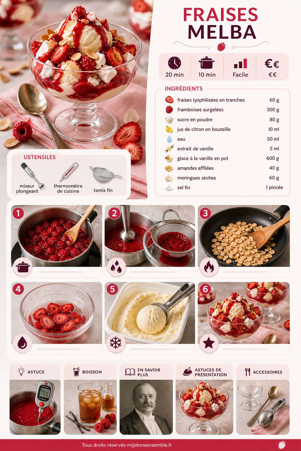 Fiche recette Recette des fraises Melba