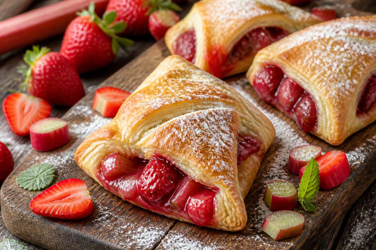 Recette de chaussons à la rhubarbe et aux fraises