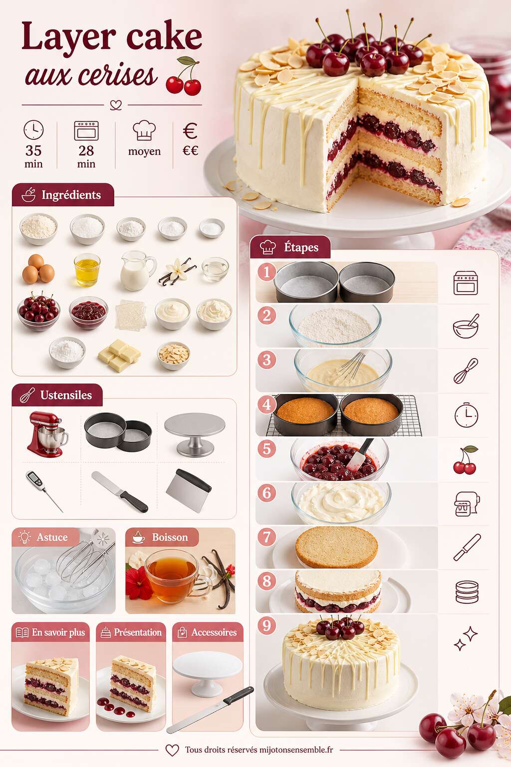 Fiche recette Recette du layer cake aux cerises