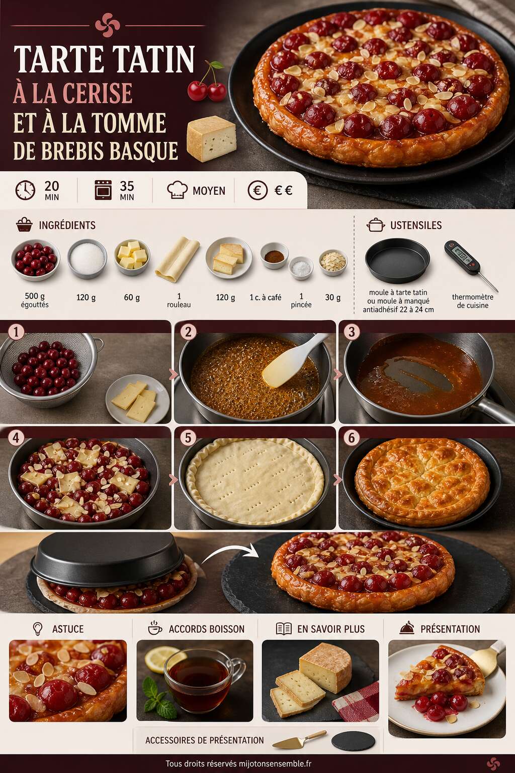 Fiche recette Tarte tatin &agrave; la cerise et &agrave; la tomme de brebis basque