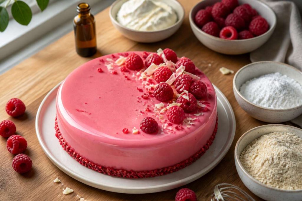 Recette d'entremets inspiration framboise