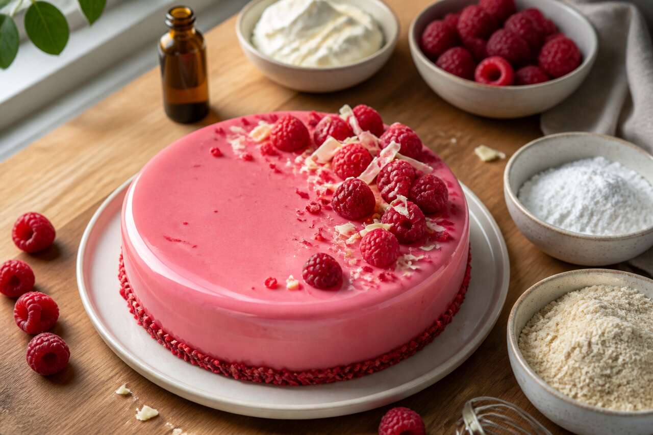 Recette d'entremets inspiration framboise