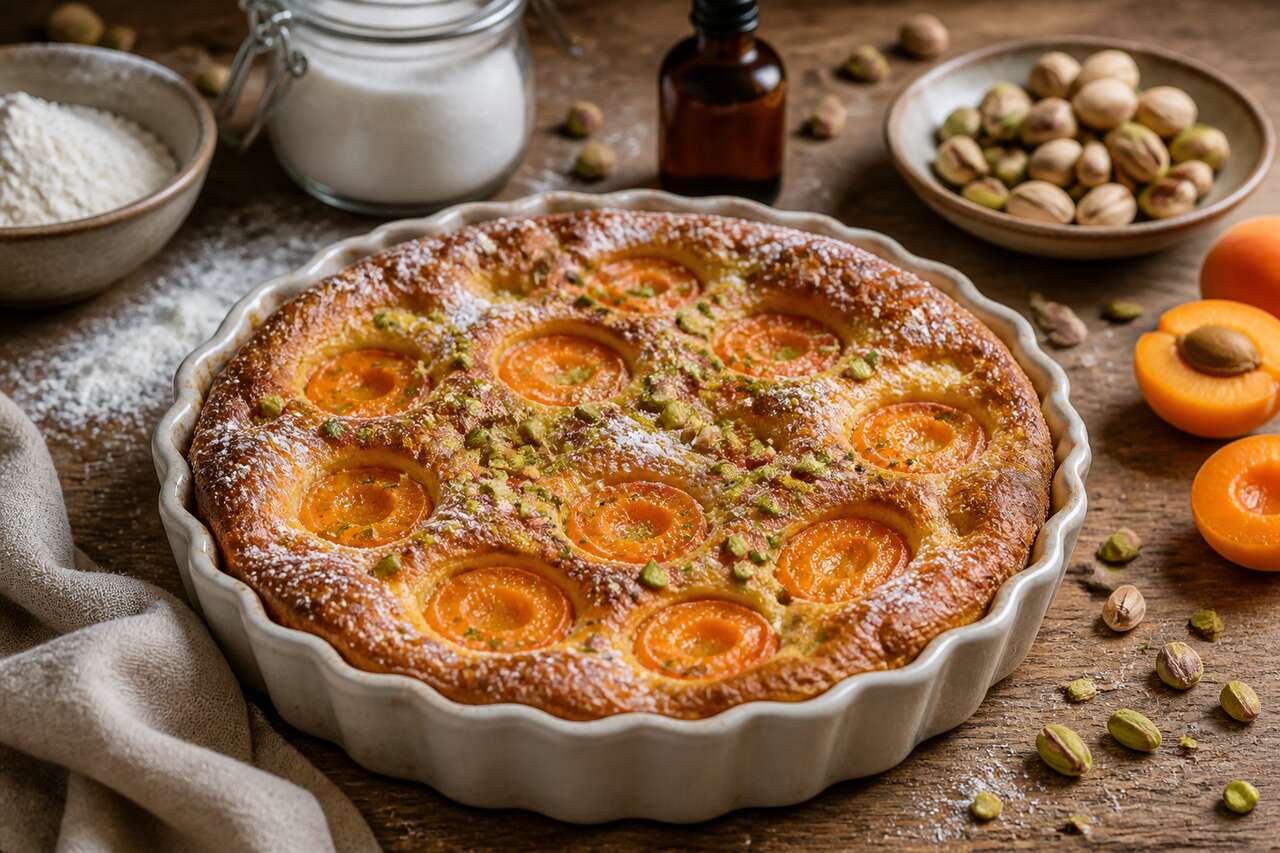 Recette du clafoutis aux abricots et à la pistache