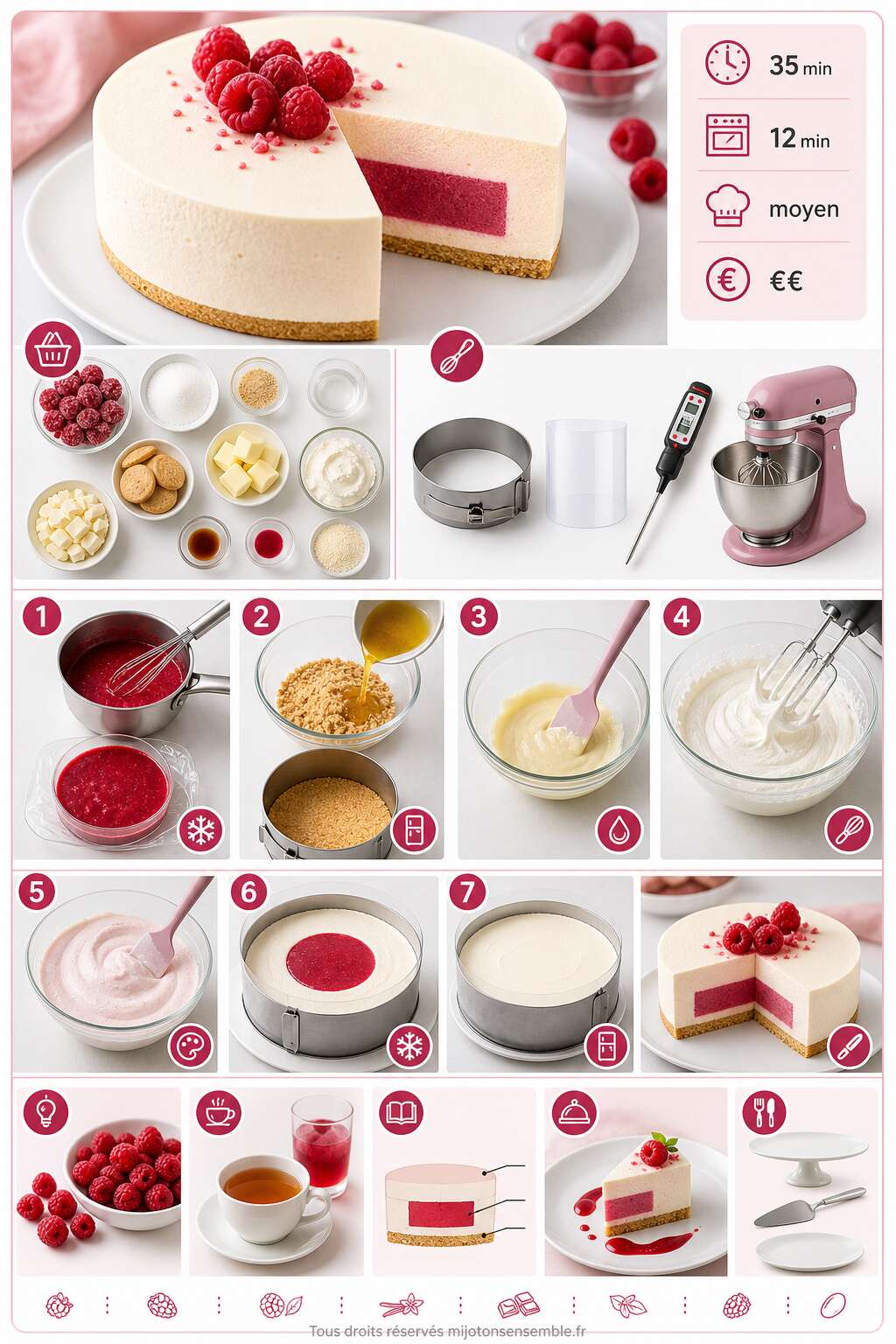 Fiche recette Recette d'entremets inspiration framboise