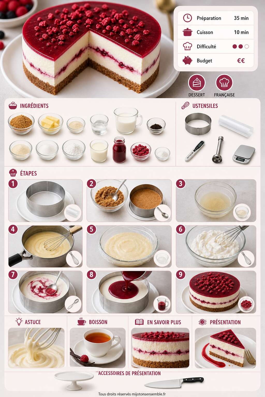 Fiche recette Recette d'entremets vanille et fruits rouges