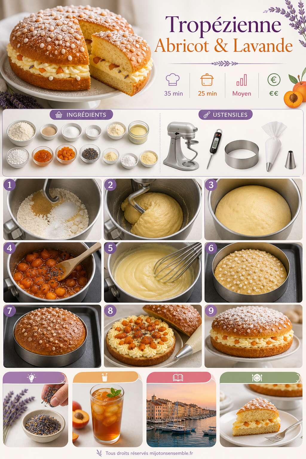 Fiche recette Recette de trop&eacute;zienne abricot et lavande