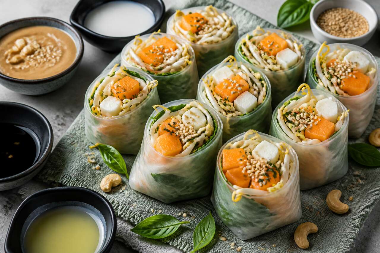 Recette de rouleaux de printemps melon basilic par Vegangirl