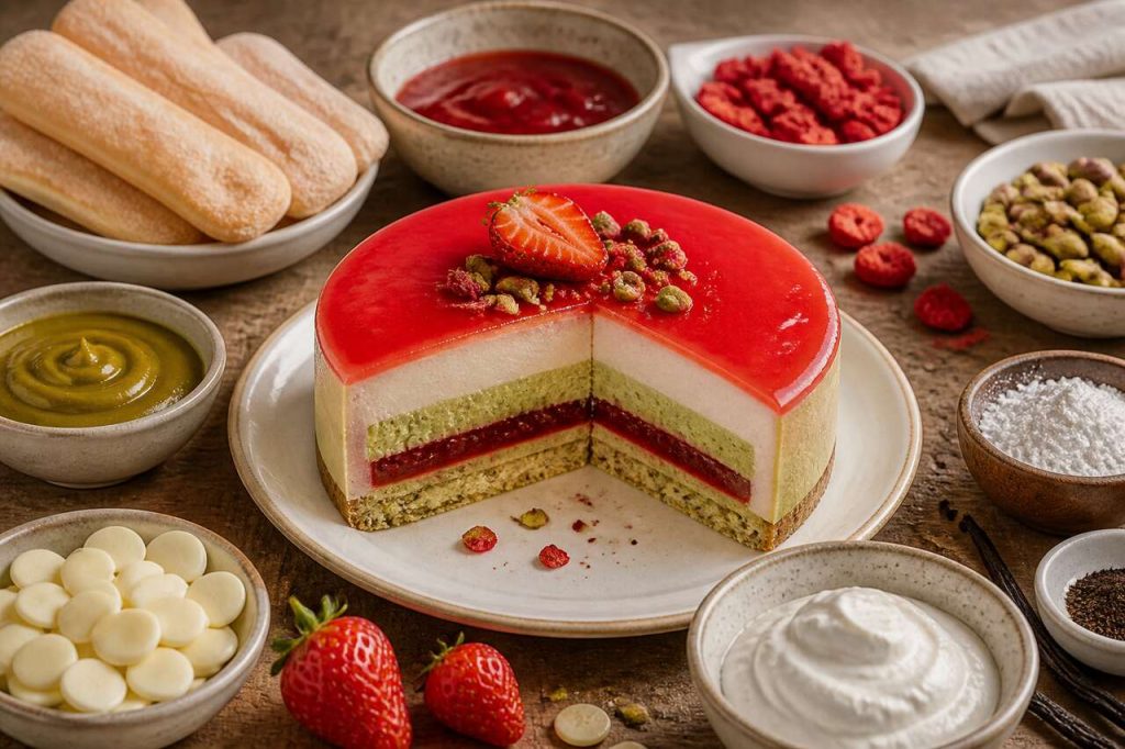 Recette d'entremets fraises et pistache