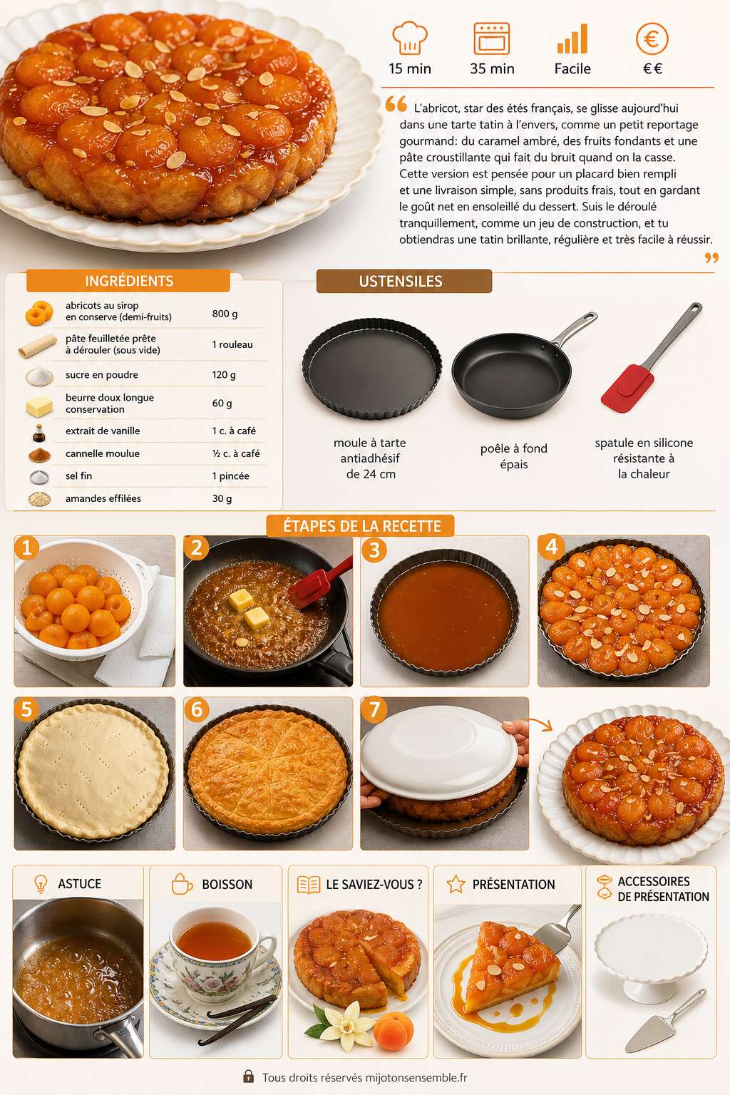 Fiche recette Tarte Tatin aux abricots : recette savoureuse et facile
