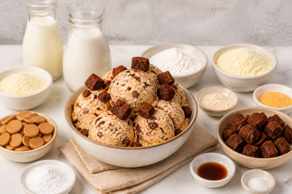 Recette de glace au Dulcey avec éclats de brownie