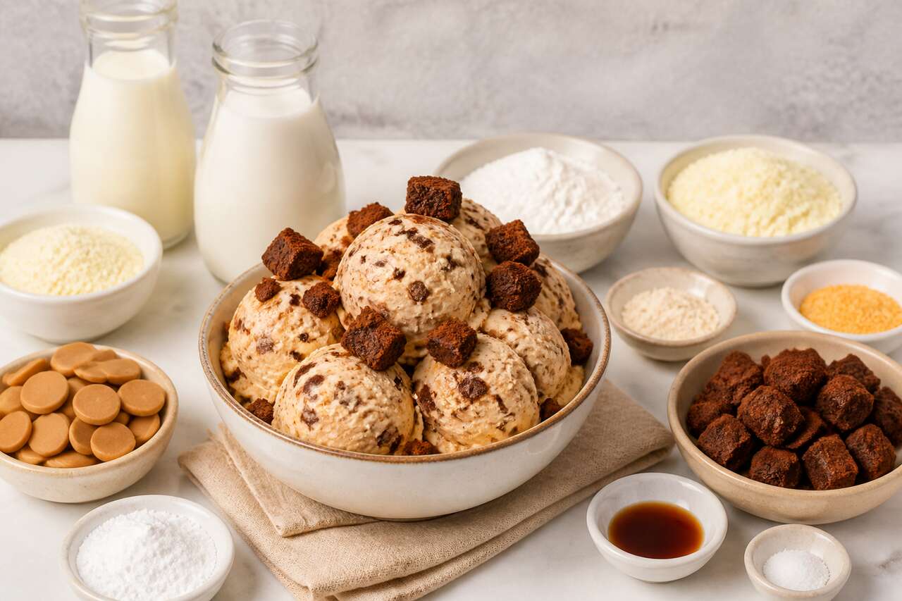 Recette de glace au Dulcey avec éclats de brownie
