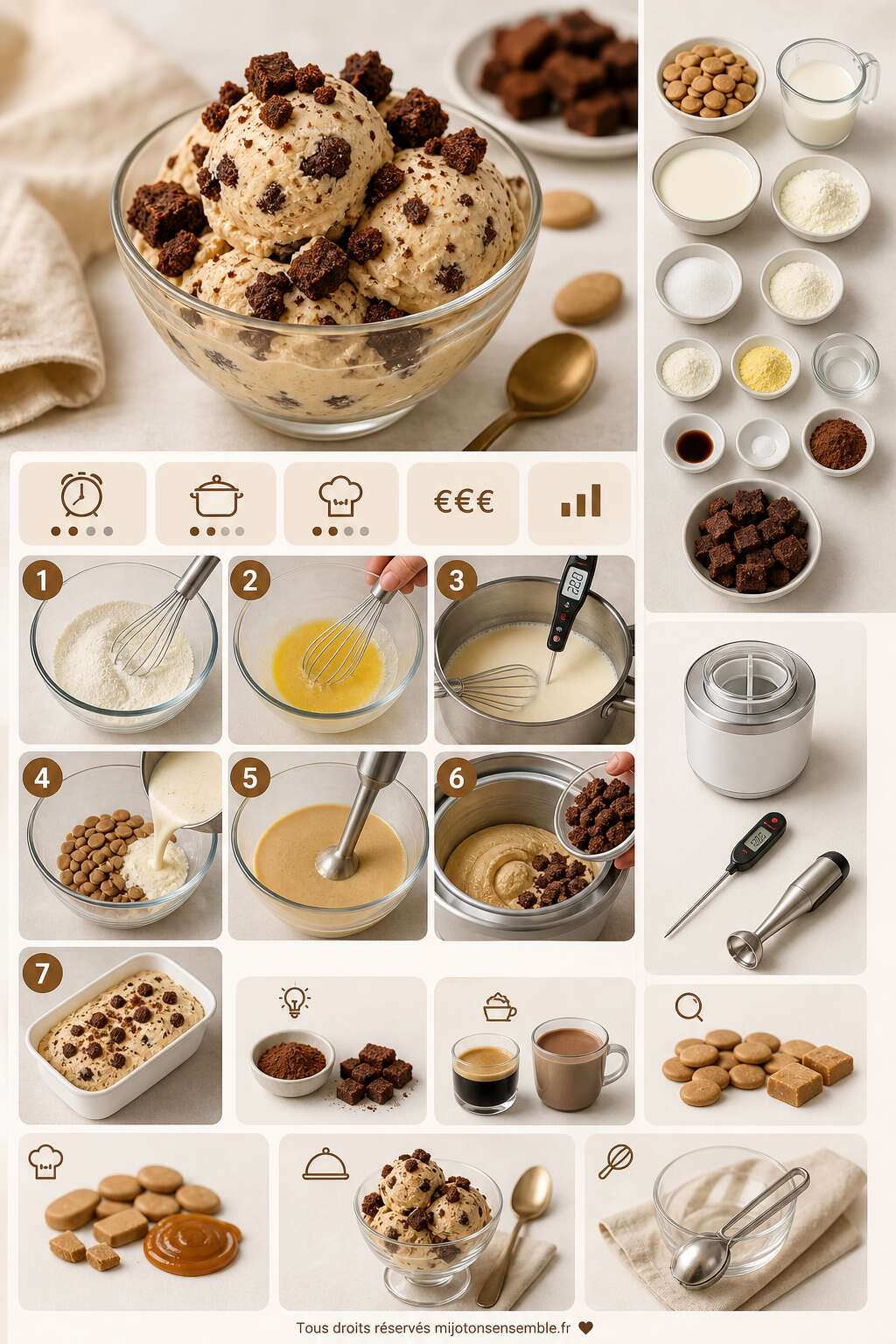 Fiche recette Recette de glace au Dulcey avec éclats de brownie Fiche recette Recette de glace au Dulcey avec éclats de brownie
