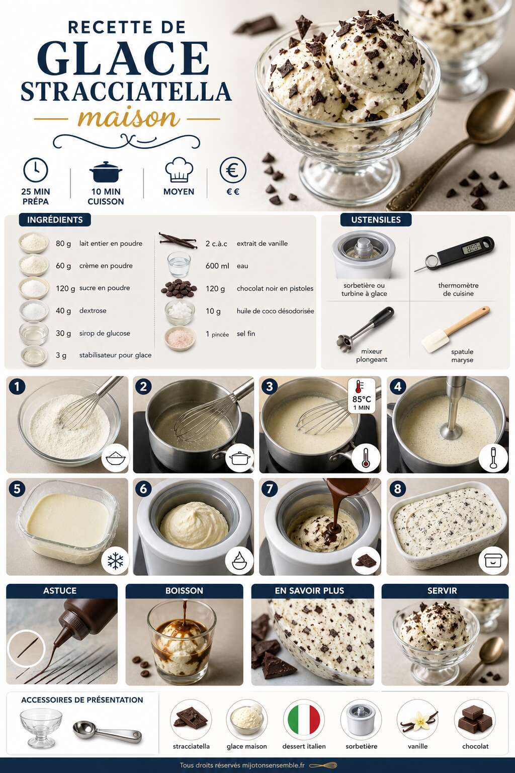 Fiche recette Recette de glace stracciatella maison Fiche recette Recette de glace stracciatella maison
