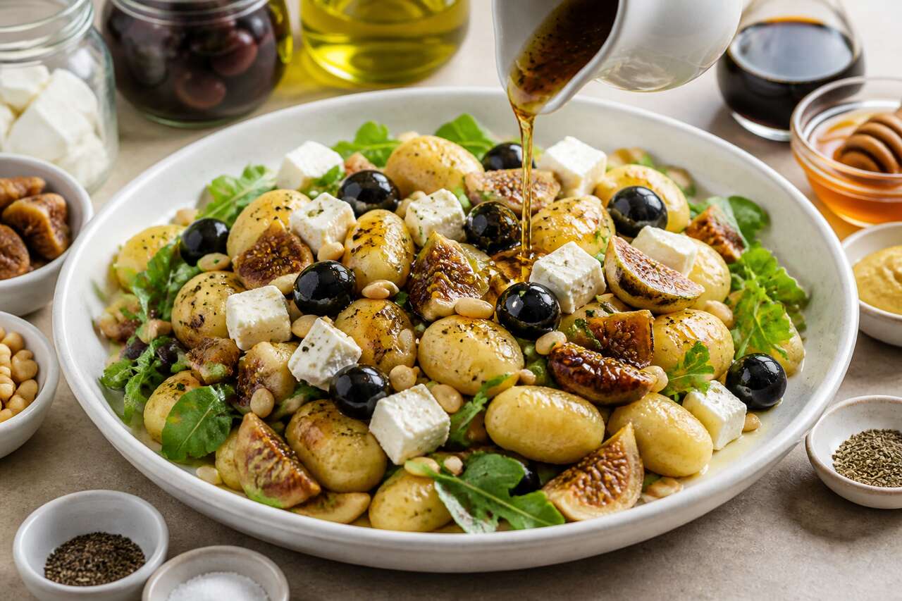 Salade d'été : figues, feta et gnocchis