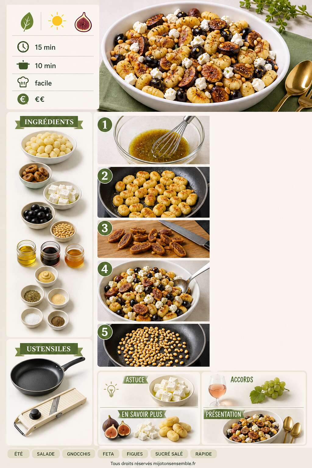 Fiche recette Salade d'&eacute;t&eacute; : figues, feta et gnocchis