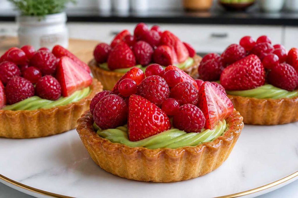 Tartelettes aux fruits rouges et crème au thé matcha